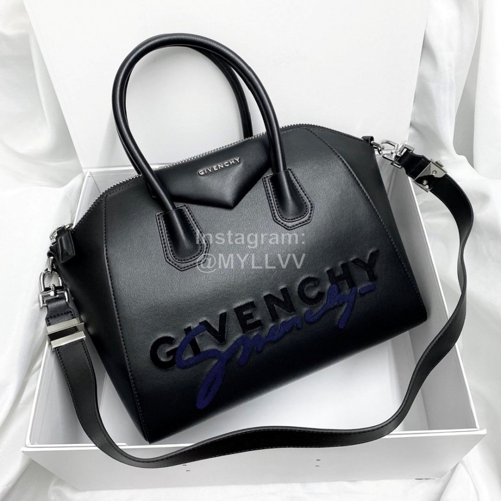 Givenchy Antigona Embroidered Medium Leather Biker Bag Black