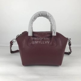 Givenchy Antigona Goat Pattern Motorcycle Tote Burgundy