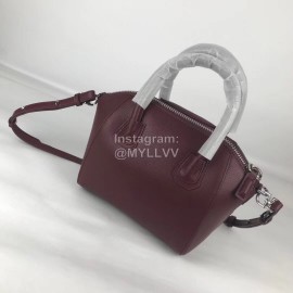 Givenchy Antigona Goat Pattern Motorcycle Tote Burgundy