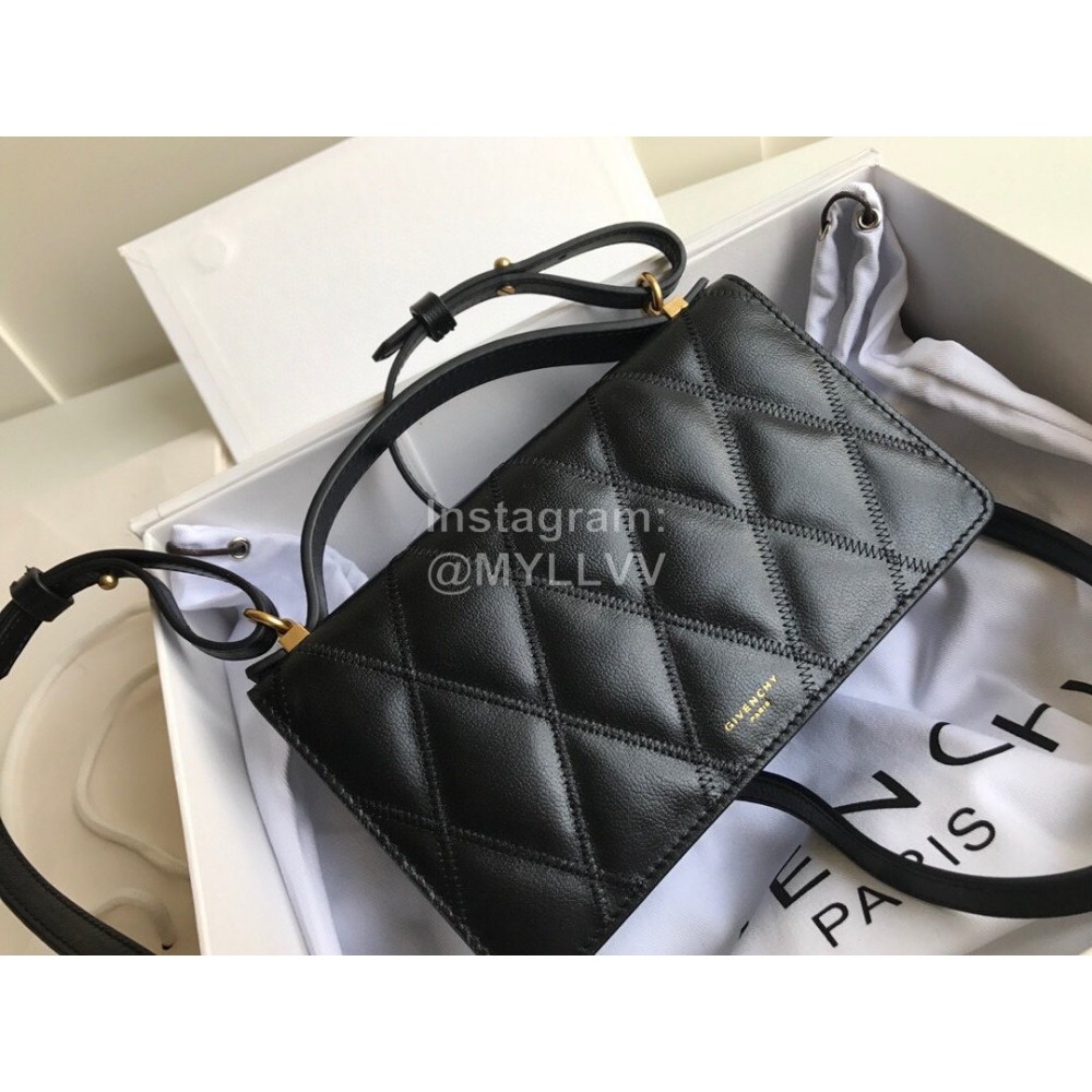 Givenchy Strap Wallet Diamond Partition Diagonal Bag Black 0199006