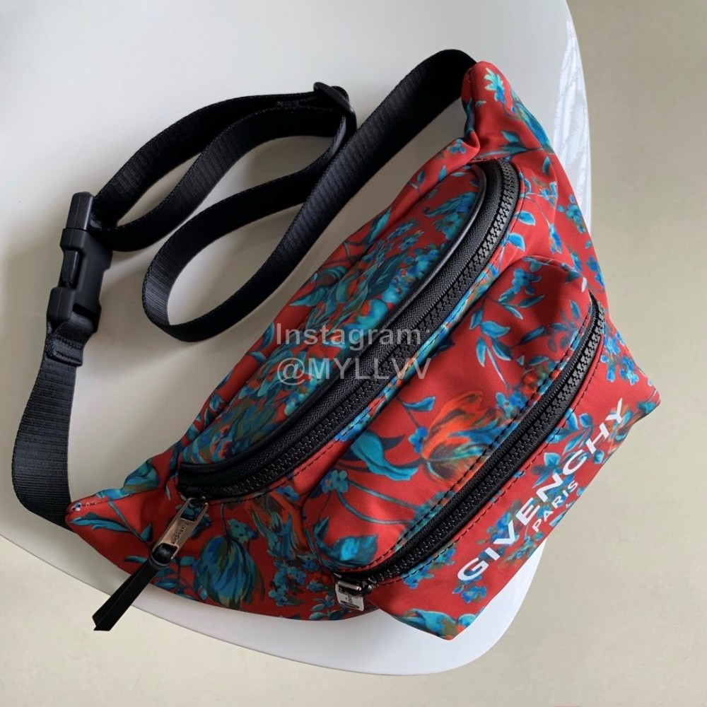 Givenchy Letter Jacquard Zipper Small Waist Bag Red