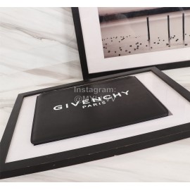 Givenchy White Horizontal Stripes Letter Logo Leather Handbag Black