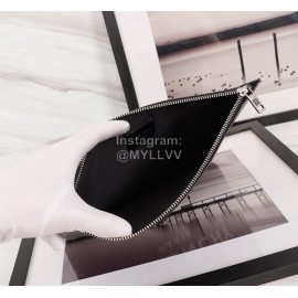 Givenchy White Horizontal Stripes Letter Logo Leather Handbag Black