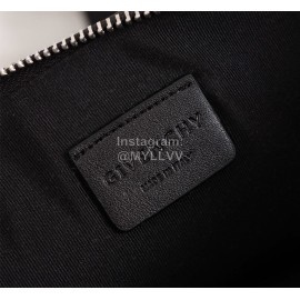 Givenchy White Horizontal Stripes Letter Logo Leather Handbag Black