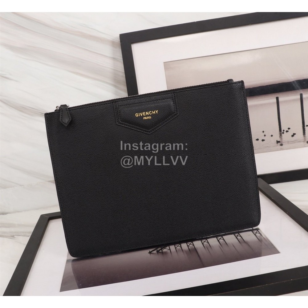 Givenchy Gold Letter Logo Leather Handbag Black