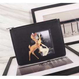 Givenchy Fawn Portrait Image Cowhide Handbag Black