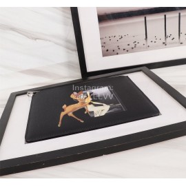 Givenchy Fawn Portrait Image Cowhide Handbag Black