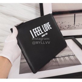 Givenchy White Horizontal Stripes Letter Pattern Cowhide Handbag Black