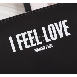 Givenchy White Horizontal Stripes Letter Pattern Cowhide Handbag Black