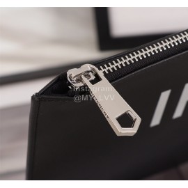 Givenchy White Horizontal Stripes Letter Pattern Cowhide Handbag Black