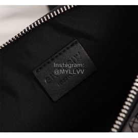 Givenchy White Horizontal Stripes Letter Pattern Cowhide Handbag Black