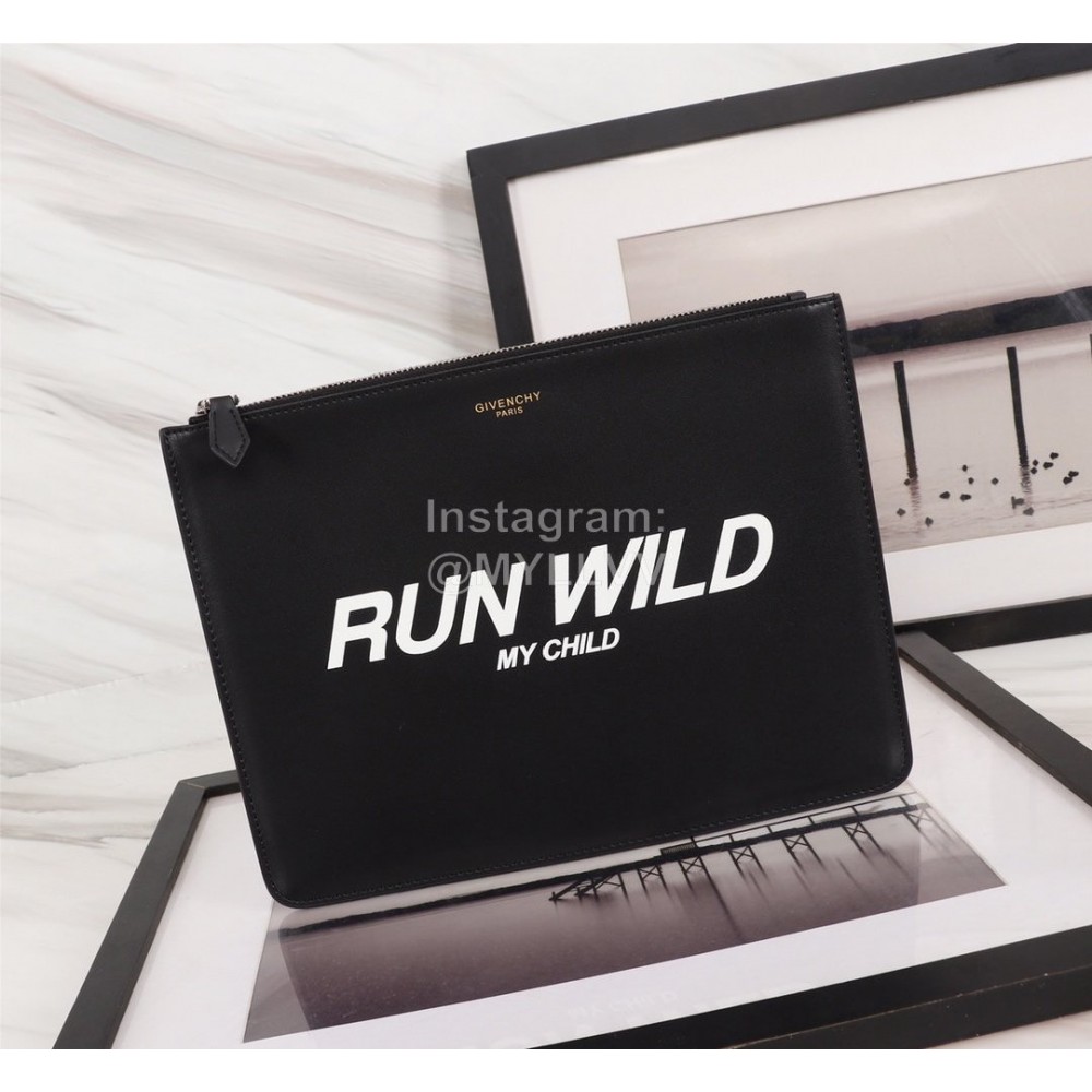 Givenchy White Letter Logo Leather Handbag Black