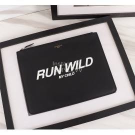 Givenchy White Letter Logo Leather Handbag Black