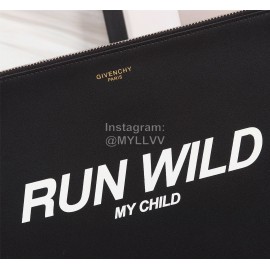 Givenchy White Letter Logo Leather Handbag Black