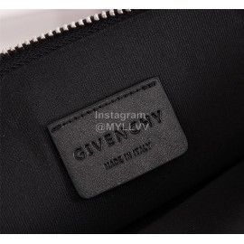 Givenchy White Twill Letter Logo Cowhide Clutch Black