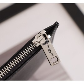 Givenchy White Twill Letter Logo Cowhide Clutch Black