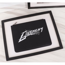 Givenchy White Letter Brand Logo Leather Handbag Black