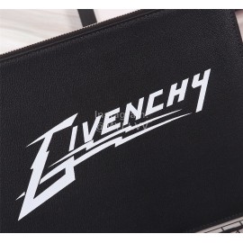 Givenchy White Letter Brand Logo Leather Handbag Black