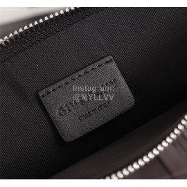 Givenchy White Letter Brand Logo Leather Handbag Black