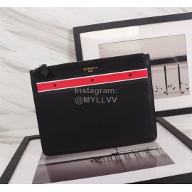 Givenchy Red Horizontal Five-Pointed Star Pattern Leather Handbag Black