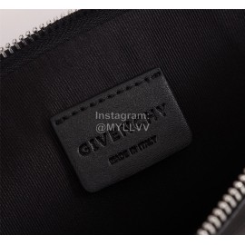 Givenchy Streamer White Letter Pattern Leather Handbag Black