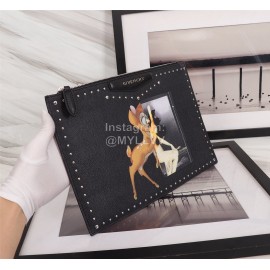 Givenchy Polka Dot Surrounding Elk Portrait Pattern Leather Handbags Black