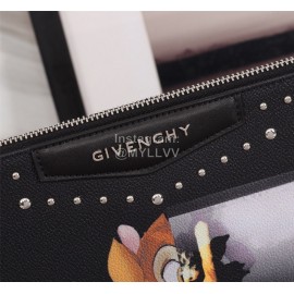 Givenchy Polka Dot Surrounding Elk Portrait Pattern Leather Handbags Black