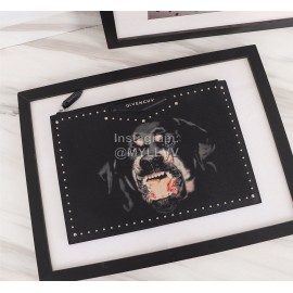 Givenchy Polka Dot Surrounding Elk Portrait Pattern Leather Handbag Black