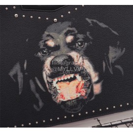 Givenchy Polka Dot Surrounding Elk Portrait Pattern Leather Handbag Black