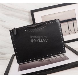 Givenchy Gold Polka Dot Wrap Pattern Leather Handbag Black