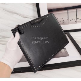 Givenchy Gold Polka Dot Wrap Pattern Leather Handbag Black