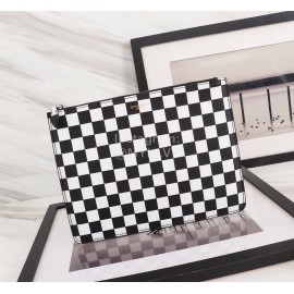 Givenchy Black And White Four Grid Pattern Leather Handbag Black