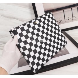 Givenchy Black And White Four Grid Pattern Leather Handbag Black