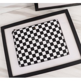 Givenchy Black And White Four Grid Pattern Leather Handbag Black