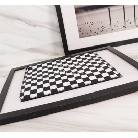 Givenchy Black And White Four Grid Pattern Leather Handbag Black