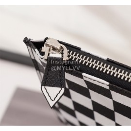 Givenchy Black And White Four Grid Pattern Leather Handbag Black