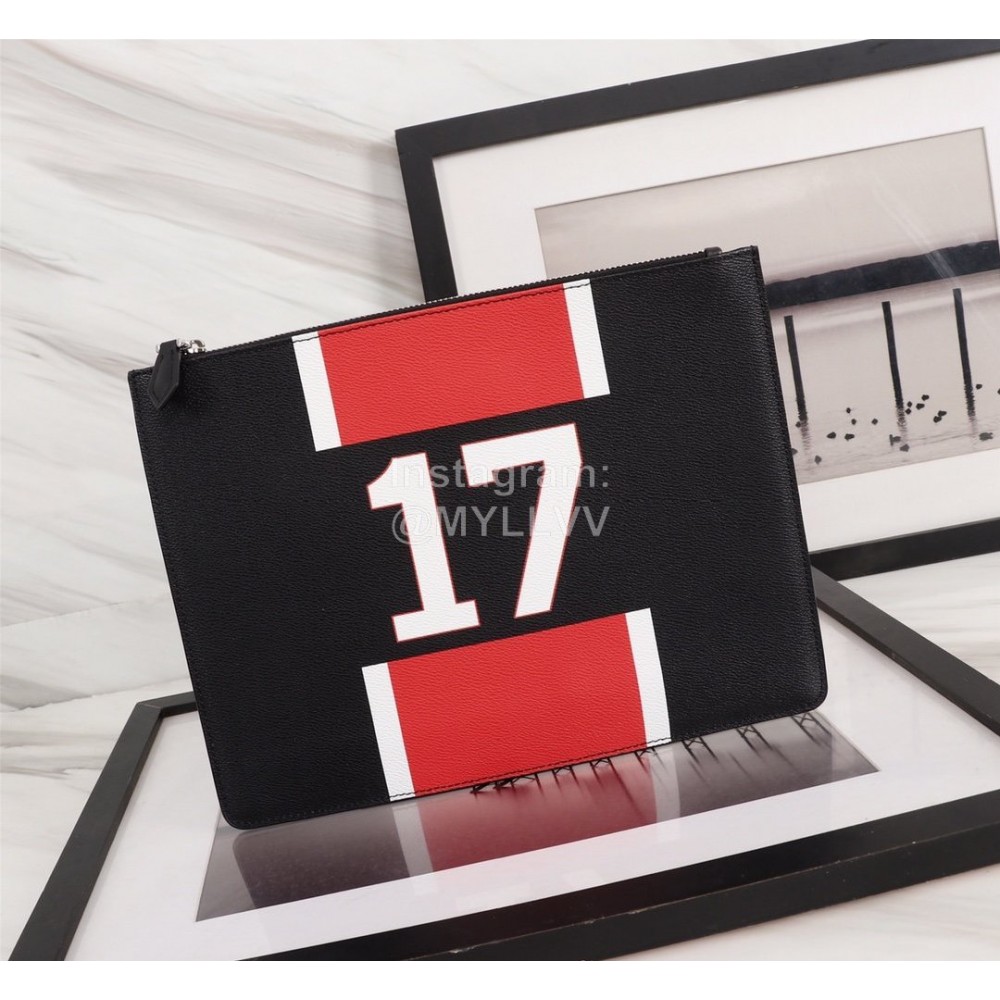 Givenchy Red Number 17 Pattern Leather Handbag Black