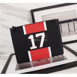 Givenchy Red Number 17 Pattern Leather Handbag Black