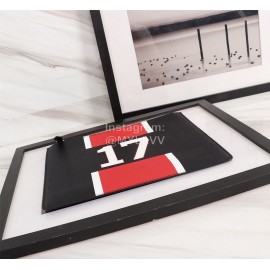 Givenchy Red Number 17 Pattern Leather Handbag Black