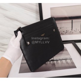 Givenchy Double Gold Letter Logo Leather Handbag Black