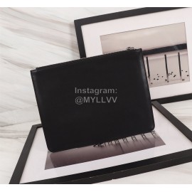 Givenchy Double Gold Letter Logo Leather Handbag Black