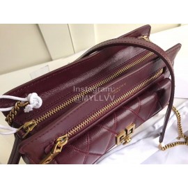 Givenchy Pocket Diamond Long Chain Shoulder Diagonal Bag Wine Red