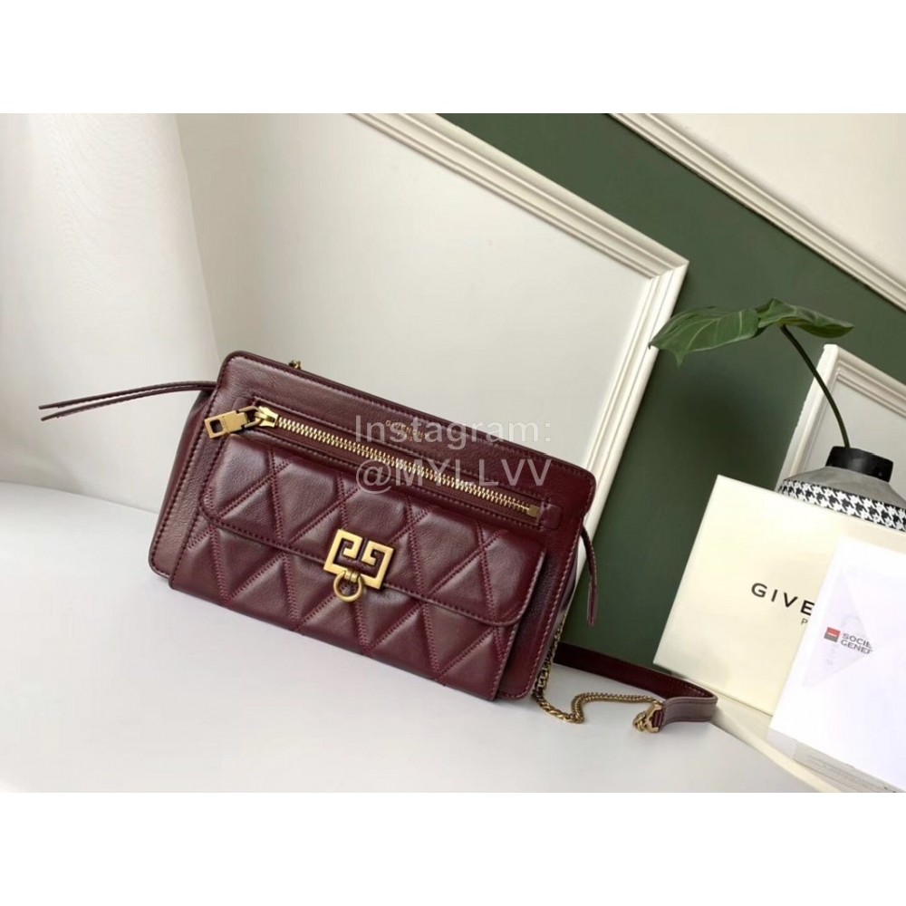 Givenchy Pocket Diamond Double G Micro Brand Diagonal Bag Wine Red 0179