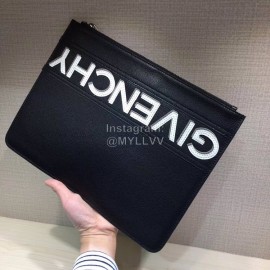 Givenchy White Letter Logo Leather Handbag Pure Black