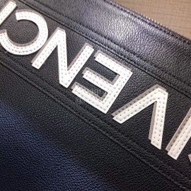 Givenchy White Letter Logo Leather Handbag Pure Black