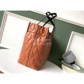 Givenchy Sheepskin Quilted Diamond One Shoulder Tote Shopping Bag Brown