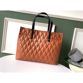 Givenchy Sheepskin Quilted Diamond One Shoulder Tote Shopping Bag Brown