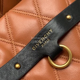 Givenchy Sheepskin Quilted Diamond One Shoulder Tote Shopping Bag Brown