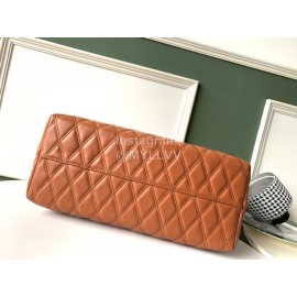 Givenchy Sheepskin Quilted Diamond One Shoulder Tote Shopping Bag Brown