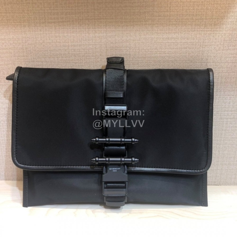 Givenchy Fashion Buckle Cloth With Leather Handbag Black